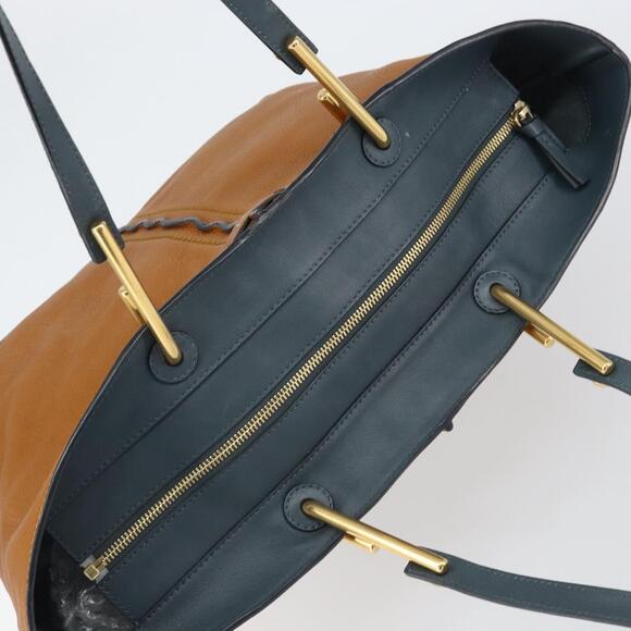 Chloe Kelly Tote Bag Leather Brown Gold Auth BA9368 - Picture 6 of 16